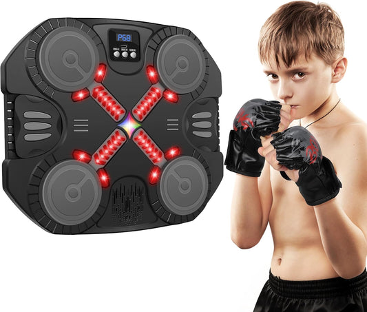 Runvanta Interactive Music Boxing Trainer for Kids — Bluetooth Wall-Mounted Punching Target with LED Lights & Gloves